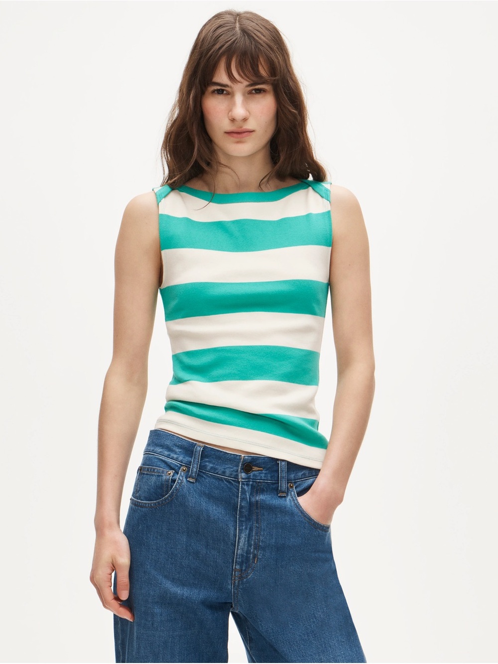 J Crew Perfect-fit boatneck tank top in stripe